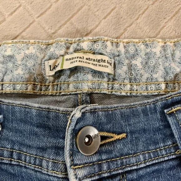 Lee Womens 36 Denim Jeans Blue High Rise Straight Ankle Medium Wash Stretch - Picture 5 of 12